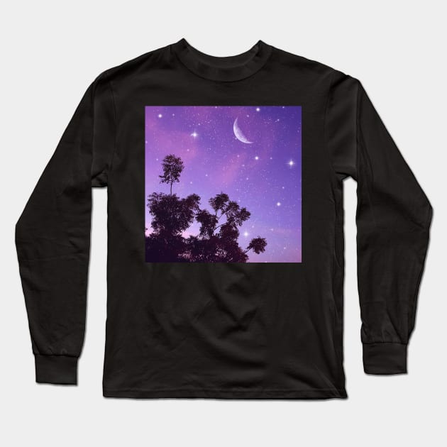 Starry Evening Sky Long Sleeve T-Shirt by RiddhiShah